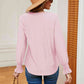 Contrast Flounce Sleeve Blouse