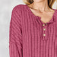 Basic Bae Full Size Ribbed Half Button Long Sleeve T-Shirt