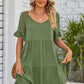 SO BOHO Full Size V-Neck Flounce Sleeve Tiered Dress