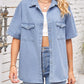 Women's Collared Neck Short Sleeve Denim Jacket