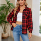 Beauteous Full Size Plaid Curved Hem Long Sleeve Shirt
