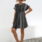 Striped Polka Dot Frill Short Sleeve Mini Dress