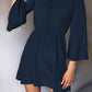 Tie Neck Flare Sleeve Mini Dress