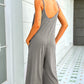 Round Neck Pocketed Sleeveless Jumpsuit