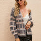 Open Front Plaid Long Sleeve Cardigan