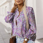 Printed Frill Flounce Sleeve Shirt
