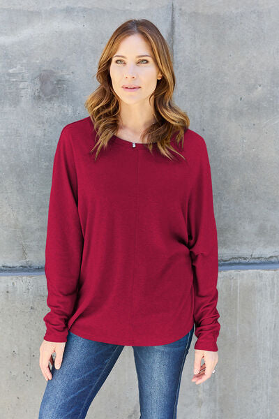 Double Take Full Size Round Neck Long Sleeve T-Shirt *