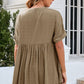 Ruched Notched Short Sleeve Blouse