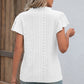 Eyelet Notched Flutter Sleeve T-Shirt