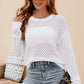 Beauteous Round Neck Openwork Dropped Shoulder Knit Top