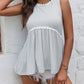 Women's Striped Lace Trim Round Neck Tank
