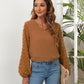 Full Size Swiss Dot Balloon Sleeve Blouse