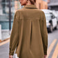 Full Size Dropped Shoulder Longline Shirt with Pockets