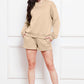 Comfy n' Cozy Round Neck Long Sleeve Sweatshirt and Drawstring Shorts Set