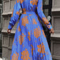 Floral Pleated Surplice Long Sleeve Midi Dress