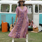 Printed Tie Neck Short Sleeve Dress