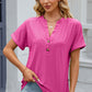 Eyelet Notched Short Sleeve T-Shirt