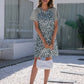 SO SASSY Leopard Round Neck Short Sleeve Mini Dress