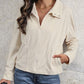 Zip Up Pocketed Collared Neck Dropped Shoulder Jacket