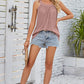 Openwork Round Neck Wide Strap Tank