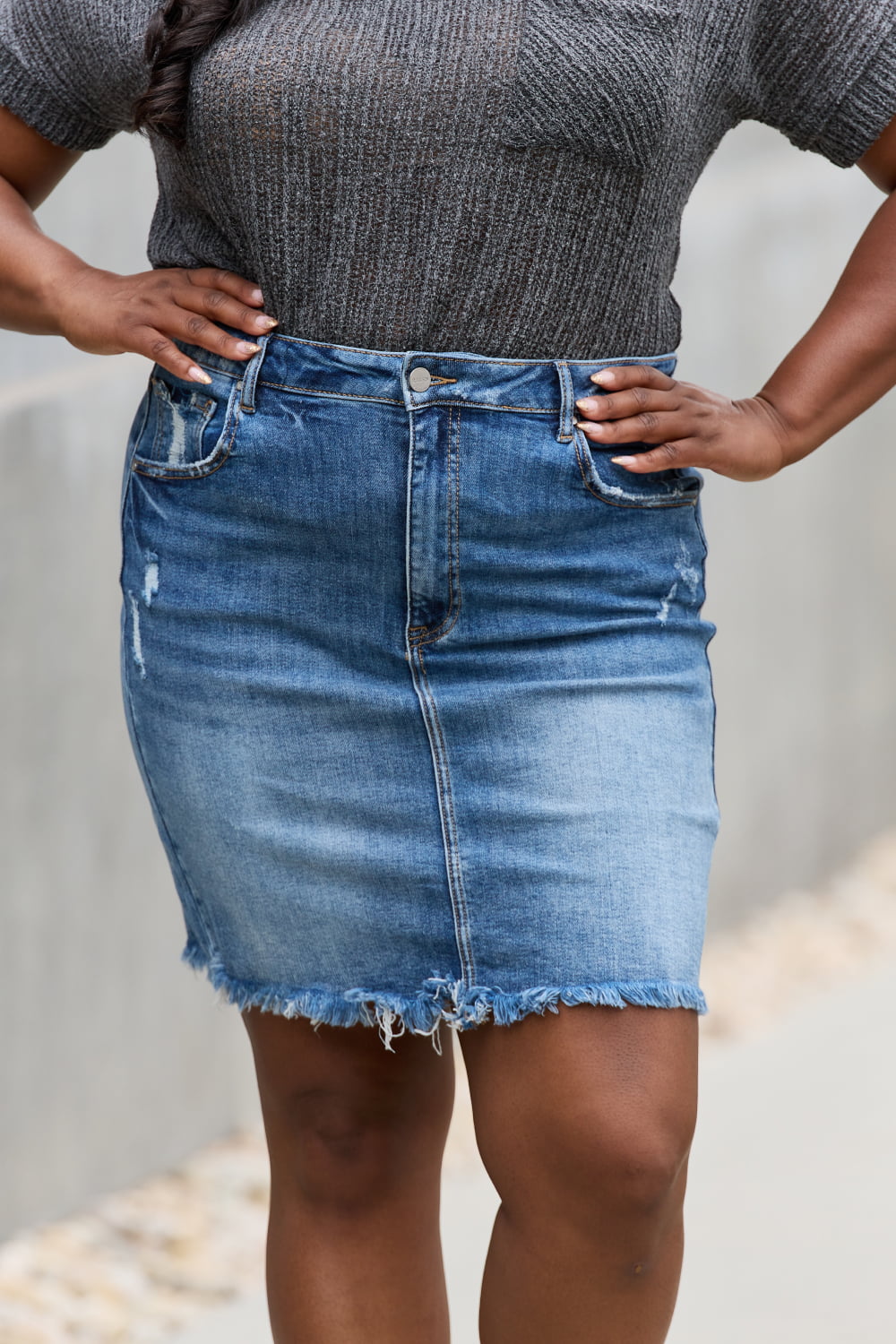 RISEN Amelia Full Size Denim Mini Skirt *