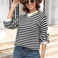 Striped Round Neck Dropped Shoulder Sweater
