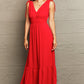 Red Drawstring V-Neck Sleeveless Dress