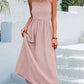 Decorative Button Spaghetti Strap Midi Dress