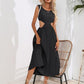 Cutout Ruched Round Neck Tank Dress