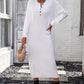 IdeationJovial Notched Neck Dropped Shoulder Button-Down Midi Dress