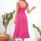 Square Neck Tie Strap Midi Dress