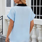 Contrast Johnny Collar Short Sleeve Blouse
