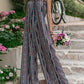 Tied Printed Tube Wide Leg Jumpsuit