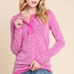 Reborn J Contrast Trim Half Button Long Sleeve T-Shirt