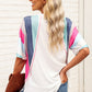 Rainbow Stripe Slit V-Neck Tee