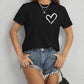 Heart Round Neck Short Sleeve T-Shirt
