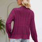 Openwork Button Front V-Neck Cardigan