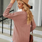 Full Size Decorative Button V-Neck Long Sleeve T-Shirt