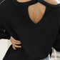 Ribbed Long Sleeve Cold Shoulder Knit Top