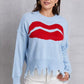 Lip Fringe Round Neck Sweater