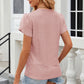 Eyelet V-Neck Petal Sleeve T-Shirt