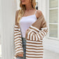SavannahTree Striped Open Front Longline Cardigan