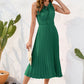 Swiss Dot Tie Neck Sleeveless Dress