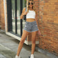 Women's Full Size Maia Raw Hem Distressed Denim Shorts