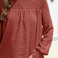 Smocked Mock Neck Swiss Dot Top