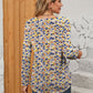 Printed Square Neck Long Sleeve Blouse