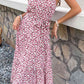 Pink Floral Tie-Waist Tiered Dress