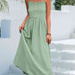 Decorative Button Spaghetti Strap Midi Dress