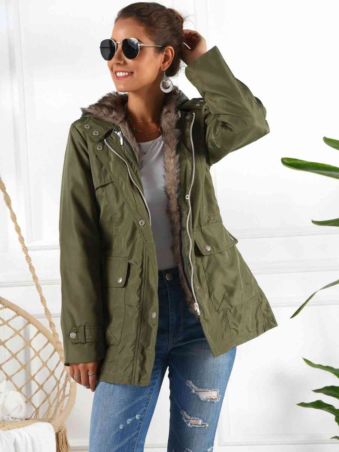 Skylar Full Size Hooded Jacket with Detachable Liner (Three-Way Wear)