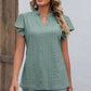 Eyelet Notched Flutter Sleeve T-Shirt